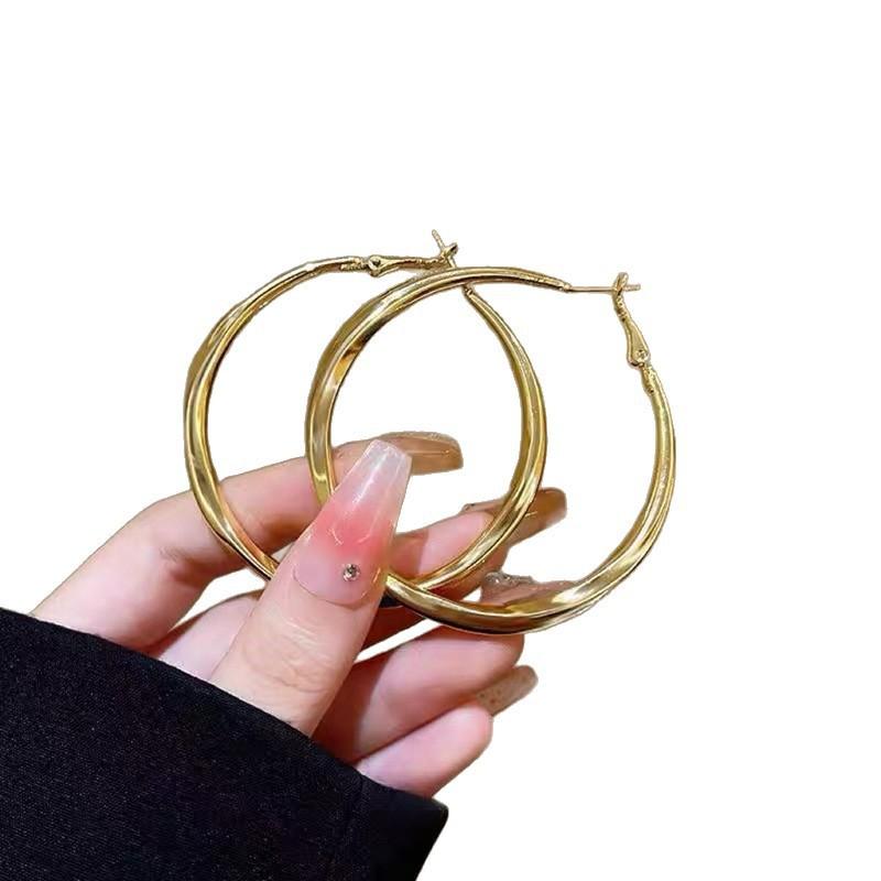 S925 Silver Korean Style Simple round Small Ear Ring Stud Earrings Female Niche French Style Ins Circle No Need to Pick Ear Buckle When Sleeping