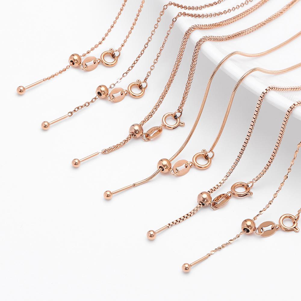 Simple Universal Chain Necklace Titanium Steel Adjustable Beaded Women's Necklace Plated 18K Gold Color-Preserving Clavicle Chain Necklace Accessories