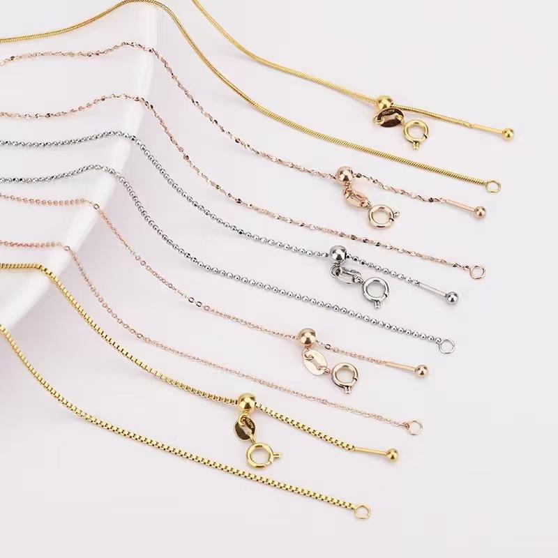 Simple Universal Chain Necklace Titanium Steel Adjustable Beaded Women's Necklace Plated 18K Gold Color-Preserving Clavicle Chain Necklace Accessories
