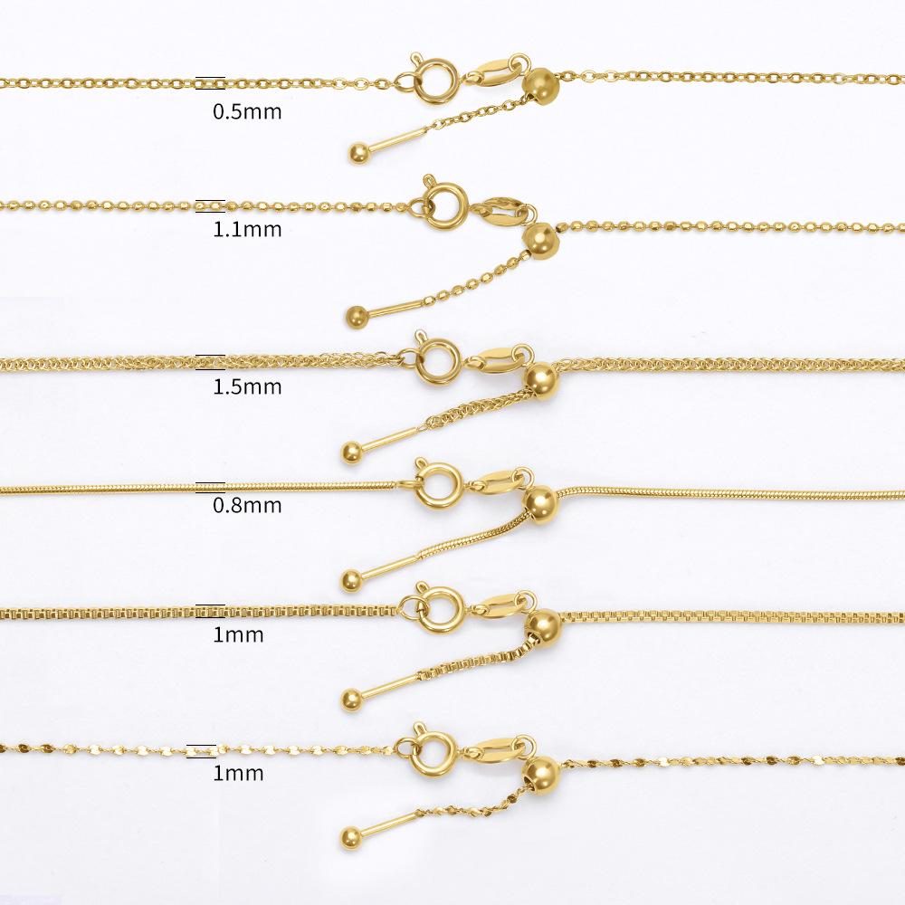 Simple Universal Chain Necklace Titanium Steel Adjustable Beaded Women's Necklace Plated 18K Gold Color-Preserving Clavicle Chain Necklace Accessories