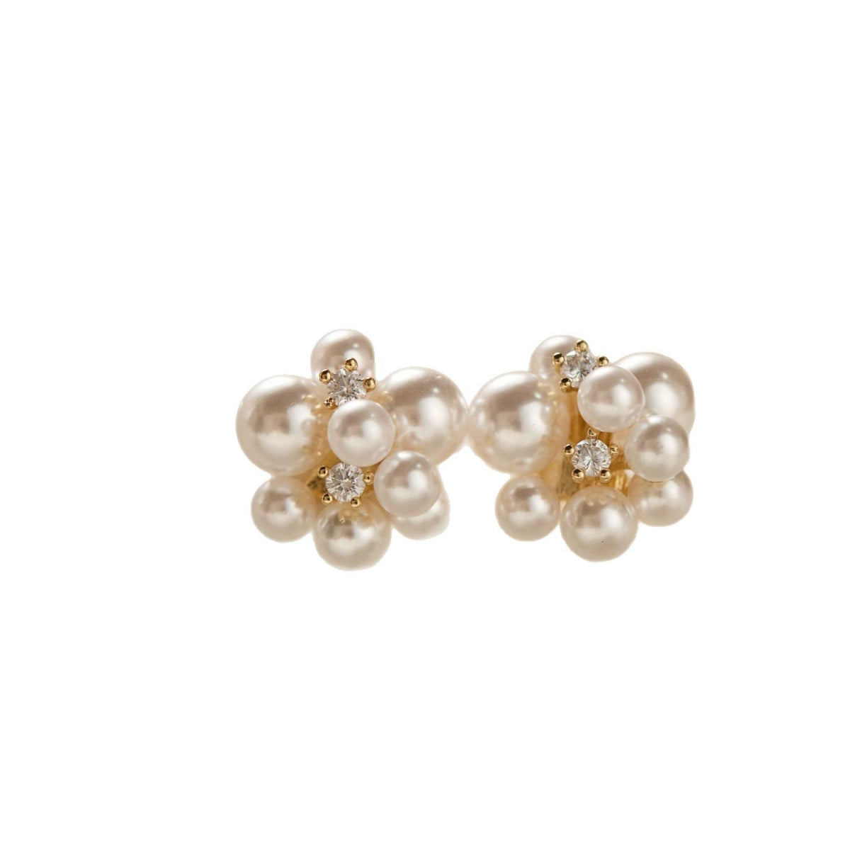 Chanel Style Cream Pearl Diamond Gold Stud Earrings for Women Light Luxury High-Grade Socialite Style 2025 New Earrings Ear Clip