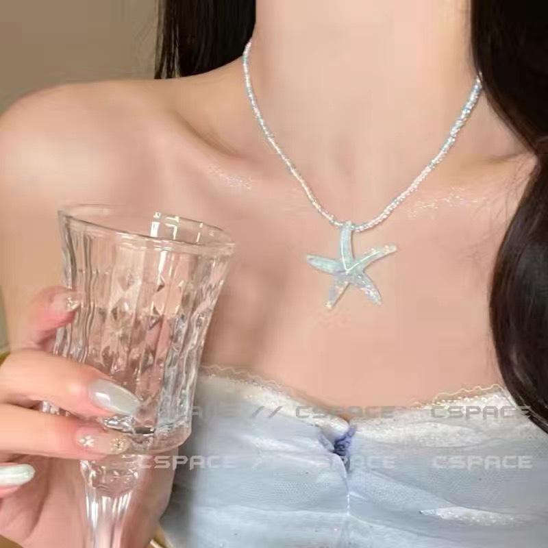 Seaside Holiday Style Natural Shell Beaded Adjustable Necklace Design Hand-Made Braided Rope Sweet Style Clavicle Chain