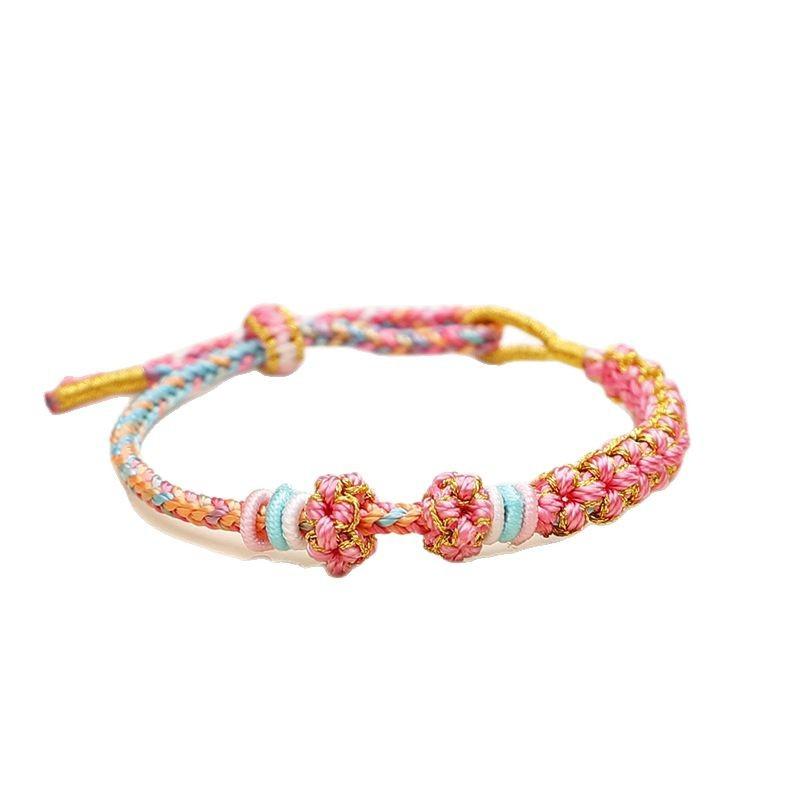 Peach Knot Bracelet Hand-Woven Bracelet Beaded Semi-Finished Red Rope DIY Lucky Beads Finished Couple Bracelet