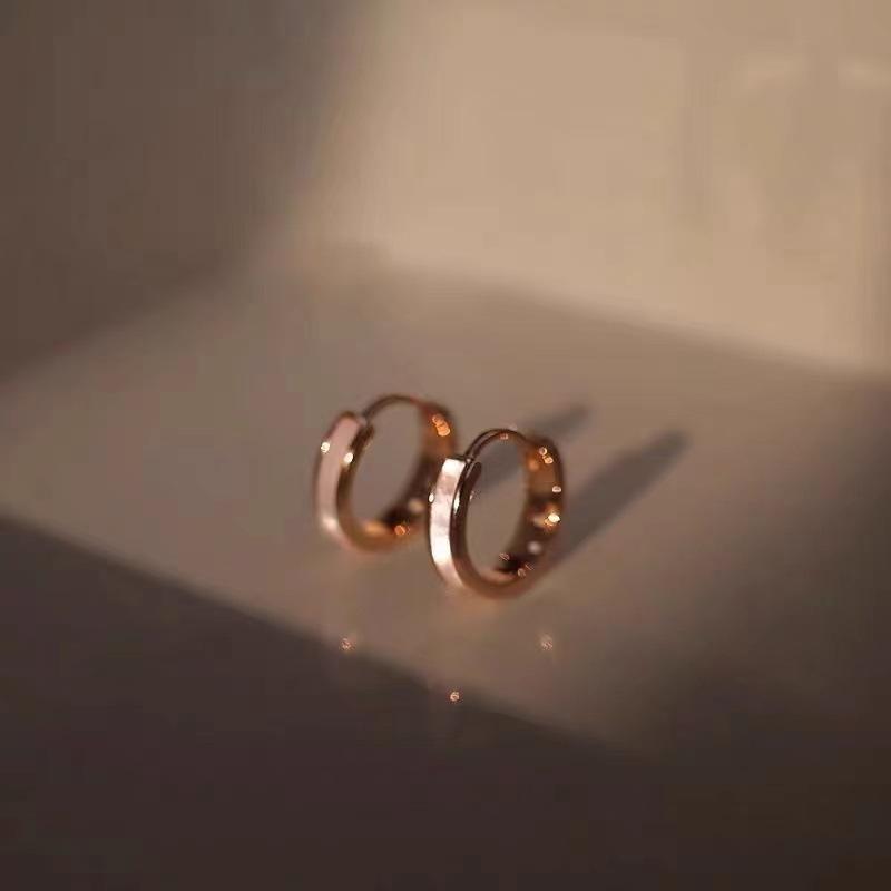 Simple Plain Ring Ear Buckle for Women 2023 New Popular Niche Ins High-Grade Light Luxury Cold Style Design Ear Ring