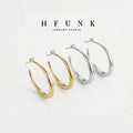 Earrings [Golden 45mm White Zirconium Glossy Horn Earrings] Fashionable All-Match Simple Female Earrings Light Luxury High Sense