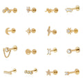 New Cross-Border Ear Studs 18G Stainless Steel Flat Head Flat Push Piercing Thread Cartilage Earrings European and American Hot Selling Auricle Female