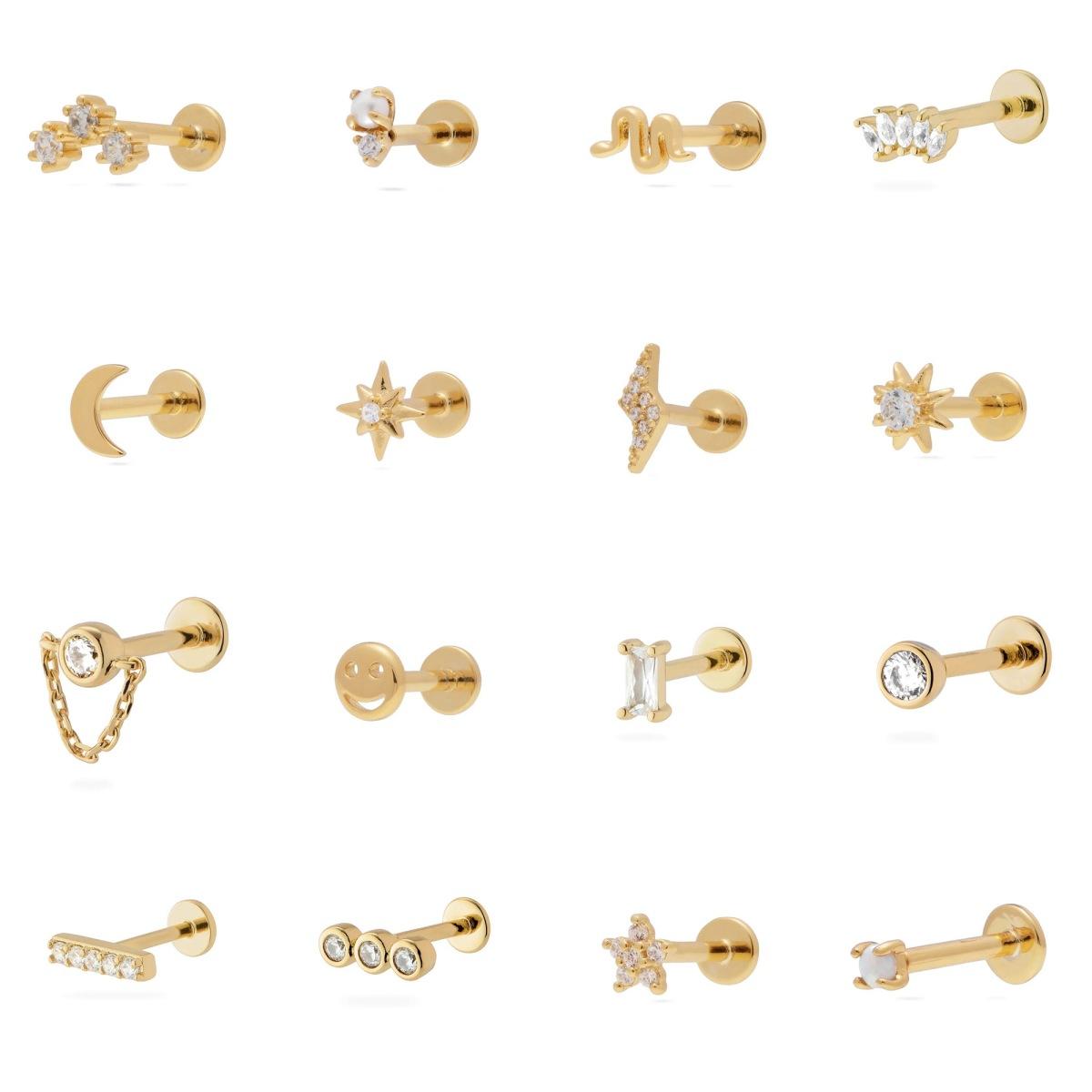 New Cross-Border Ear Studs 18G Stainless Steel Flat Head Flat Push Piercing Thread Cartilage Earrings European and American Hot Selling Auricle Female