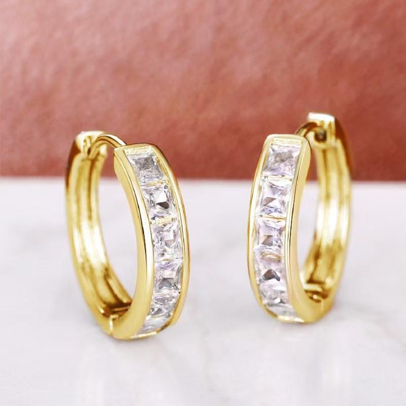 European and American Cross-Border Hot Selling Square Diamond Ear Ring Ear Buckle Female Fashion White Match Light Luxury
