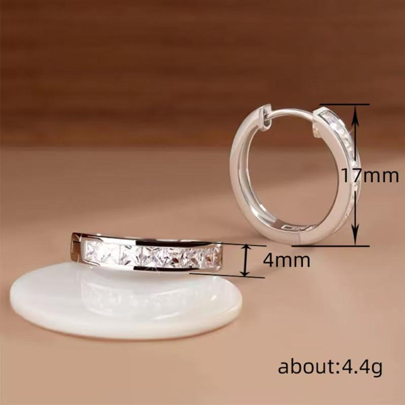 European and American Cross-Border Hot Selling Square Diamond Ear Ring Ear Buckle Female Fashion White Match Light Luxury