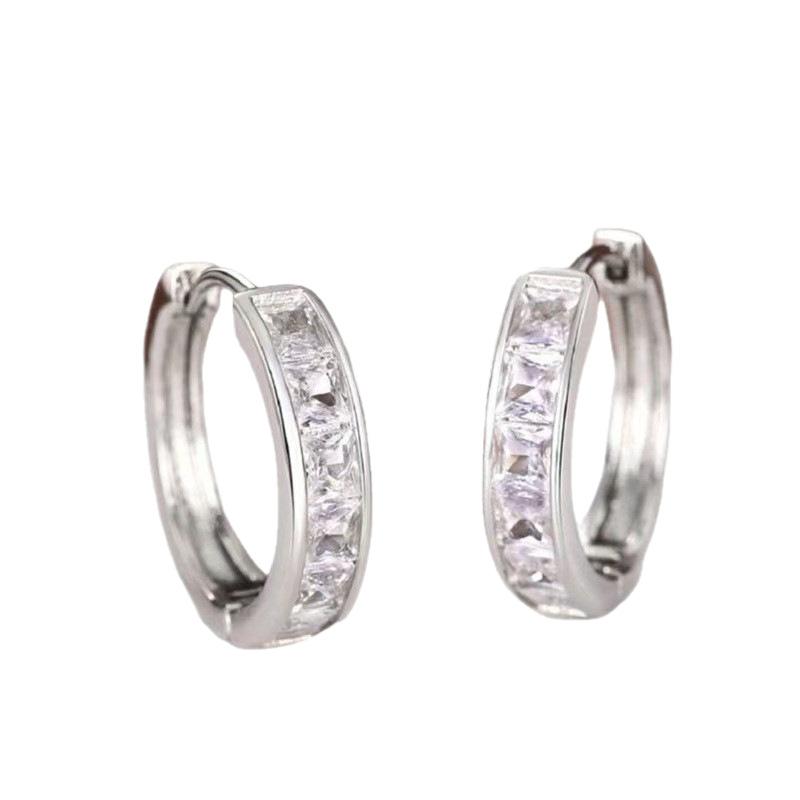 European and American Cross-Border Hot Selling Square Diamond Ear Ring Ear Buckle Female Fashion White Match Light Luxury