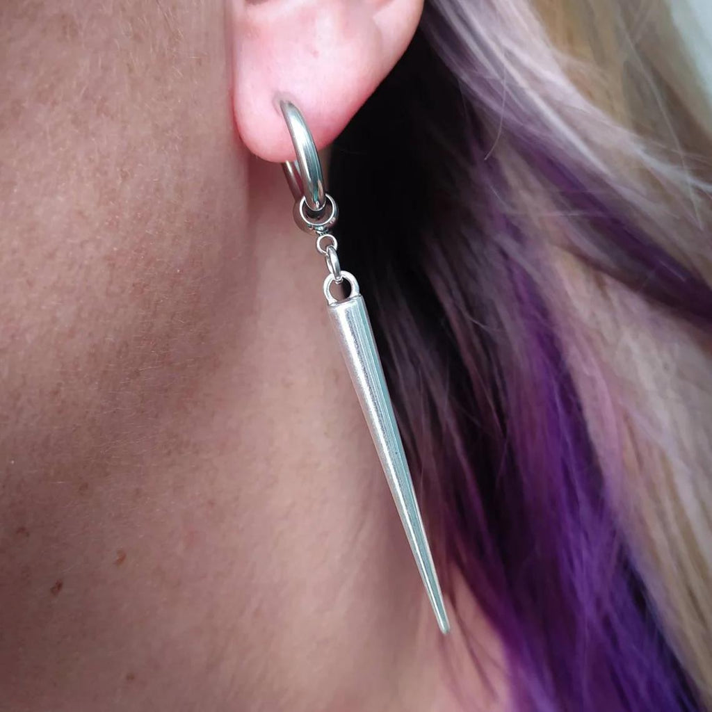European and American Cross-Border Foreign Trade Silver Gothic Women's French Buckle Cone Pendant Ear Studs Earrings Jewelry Factory Direct Sales