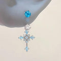 Personalized Cross Ringing Horseshoe Ring Stud Earrings Light Luxury All-Match Ear Bone Stud Flash Cross Eardrops Stud Eardrops