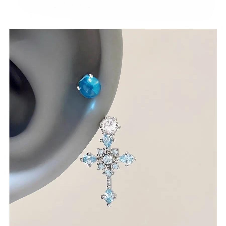 Personalized Cross Ringing Horseshoe Ring Stud Earrings Light Luxury All-Match Ear Bone Stud Flash Cross Eardrops Stud Eardrops