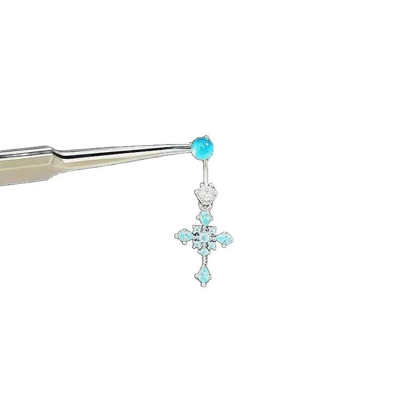 Personalized Cross Ringing Horseshoe Ring Stud Earrings Light Luxury All-Match Ear Bone Stud Flash Cross Eardrops Stud Eardrops