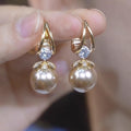 Luxury Elegant Diamond-Embedded Red Pearl Earrings Autumn and Winter Exquisite Elegant Elegant All-Match Earrings French Style Earrings