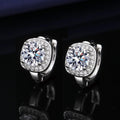 Live Broadcast New Fashion Princess Square Bag 1 Karat Imitation Moissanite Silver Earrings European and American Cross-Border Simple Earrings Ear Buckle