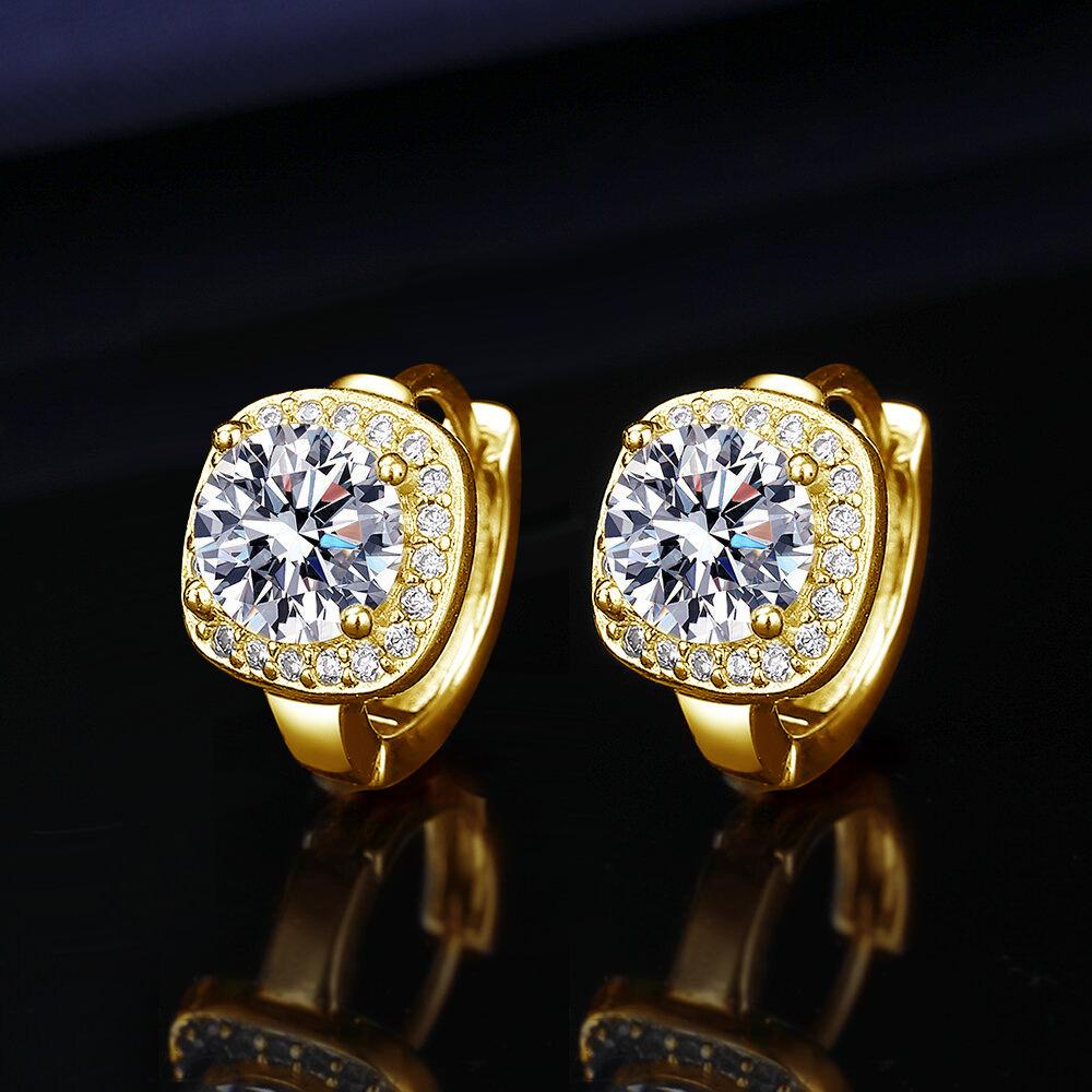 Live Broadcast New Fashion Princess Square Bag 1 Karat Imitation Moissanite Silver Earrings European and American Cross-Border Simple Earrings Ear Buckle