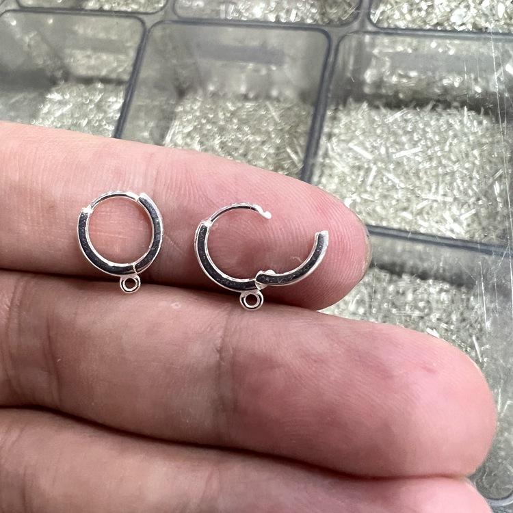 S925 Sterling Silver 2022 New Trendy High-Grade Ear Ring Plain Ring Ear Buckle Small Ear Studs Handmade DIY Ear Jewelry
