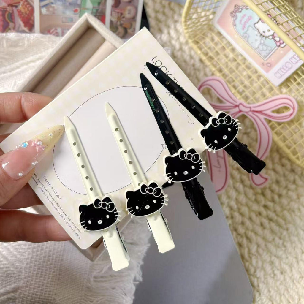 Cute Black and White Cat Hairpin Hair Ins Side Bangs Advanced Makeup Positioning Word Girl Hairpin Hair Accessories