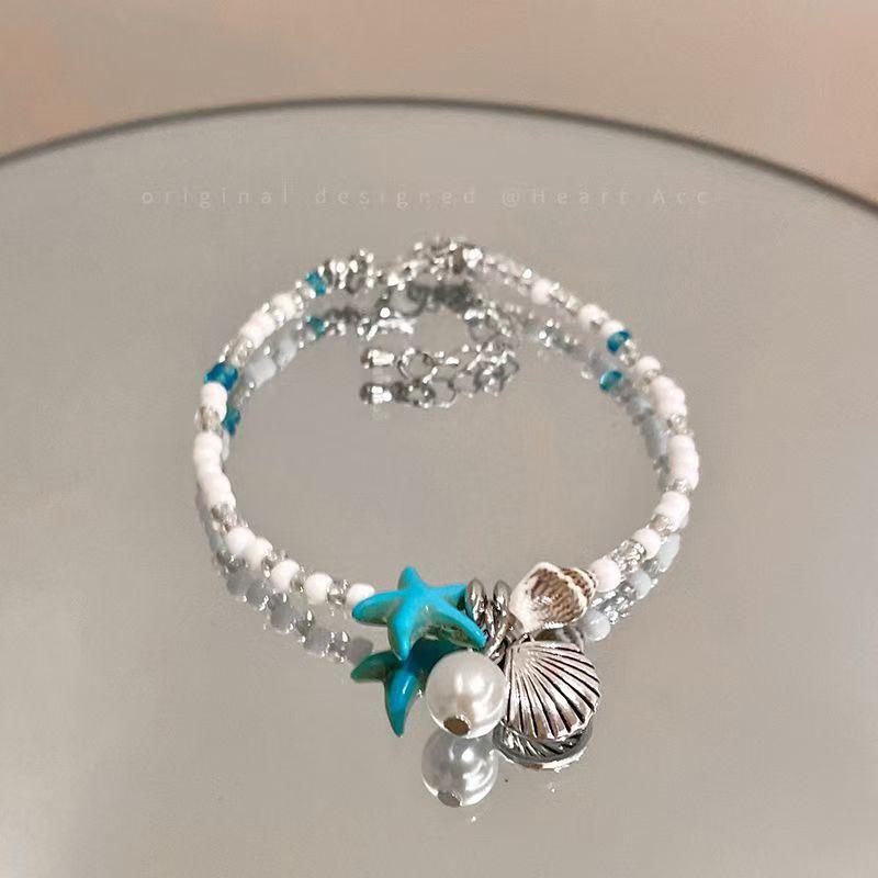 Seaside Holiday Natural Style Starfish Shell Bracelet Conch Shell Rice Beads Bracelet Small Fresh Temperament Rice Beads Bracelet