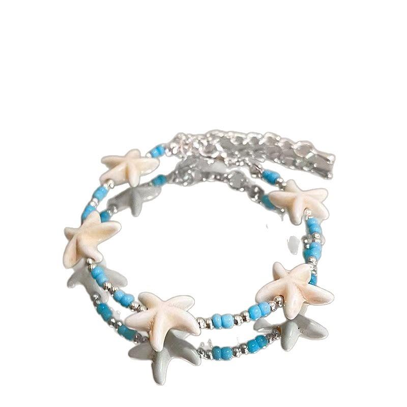 Seaside Holiday Natural Style Starfish Shell Bracelet Conch Shell Rice Beads Bracelet Small Fresh Temperament Rice Beads Bracelet