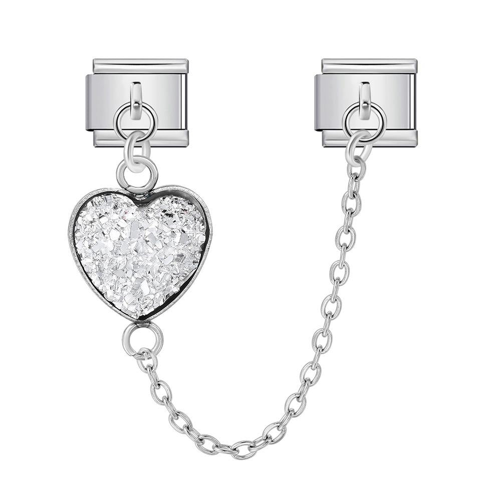 Double Hook Italian Module Bracelet Heart-Shaped Pendant Chain Stitching Titanium Steel Strap Chain Creative DIY Bracelet