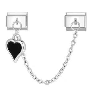 Double Hook Italian Module Bracelet Heart-Shaped Pendant Chain Stitching Titanium Steel Strap Chain Creative DIY Bracelet