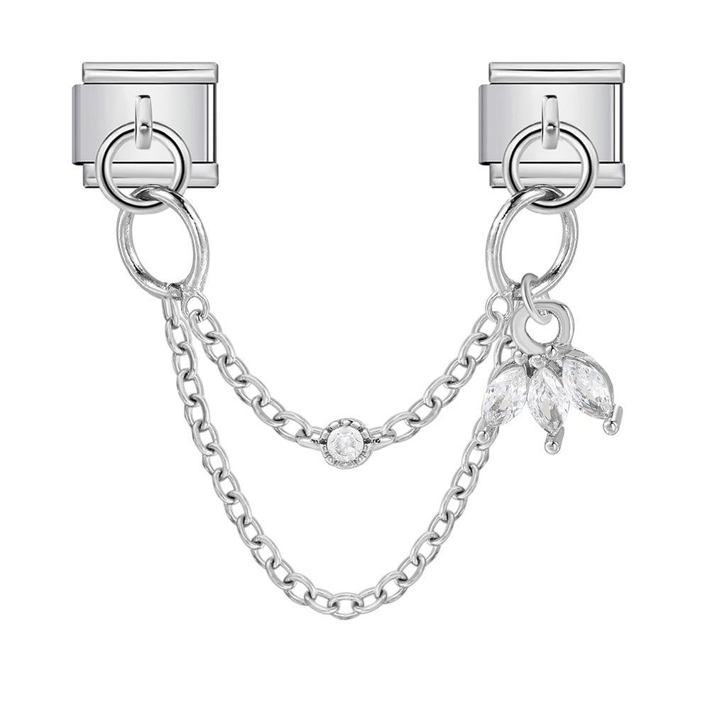 Double Hook Italian Module Bracelet Heart-Shaped Pendant Chain Stitching Titanium Steel Strap Chain Creative DIY Bracelet