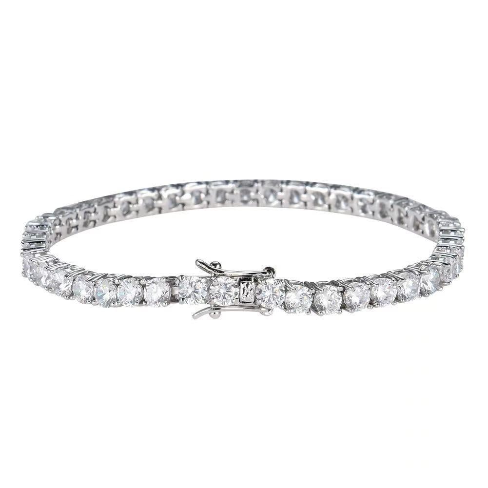 Cross-Border Simple High-Grade Tennis Bracelet Full Diamond Zirconia Titanium Steel Bracelet Men's and Women's Non-Fading Jewelry Bracelet