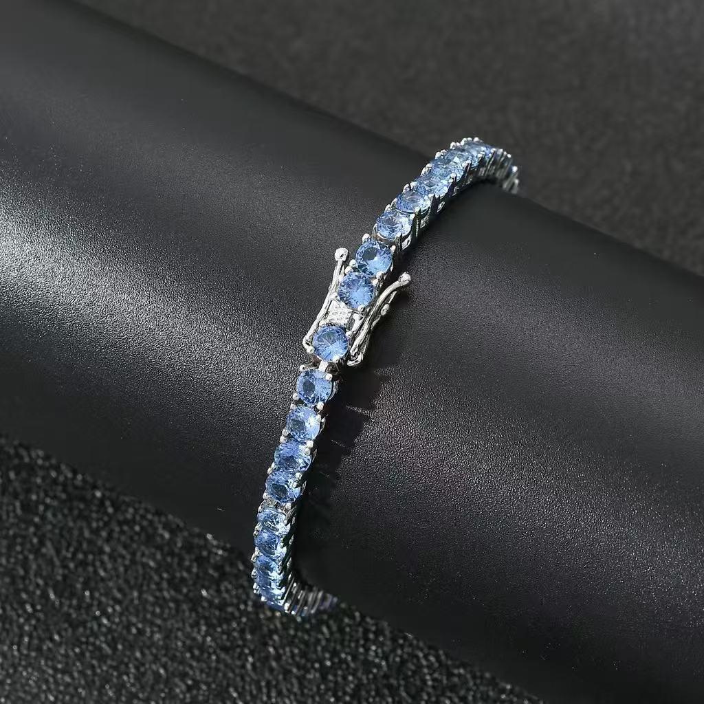 Cross-Border Simple High-Grade Tennis Bracelet Full Diamond Zirconia Titanium Steel Bracelet Men's and Women's Non-Fading Jewelry Bracelet