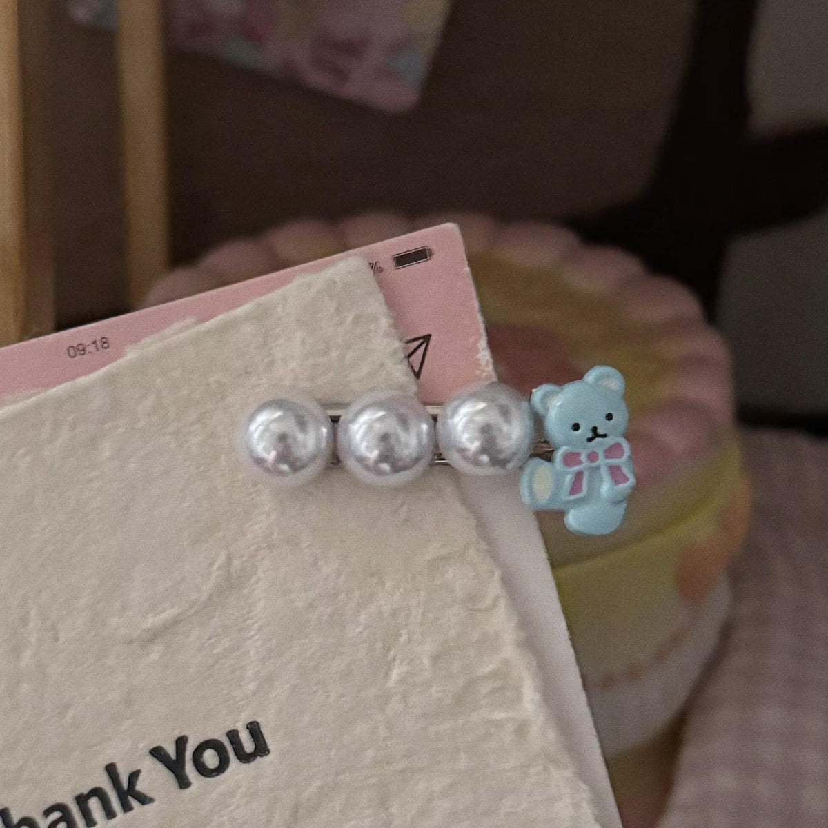 Summer Fresh Cream Blue Bear Plaid Star Hairpin Cartoon Sweet Girl Style Duckbill Clip Hairpin Hair Accessories