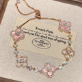 Spring Flower Oath Pink Small Flower Bracelet Micro-Inlaid Gold Sense Adjustable Niche Design Exquisite Bracelet for Women