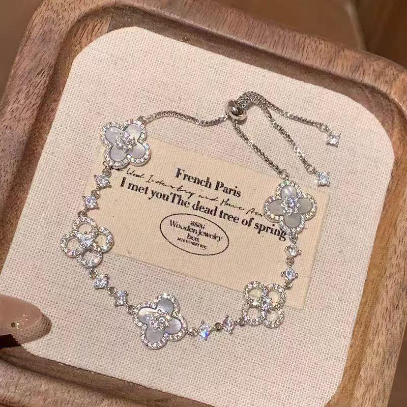 Spring Flower Oath Pink Small Flower Bracelet Micro-Inlaid Gold Sense Adjustable Niche Design Exquisite Bracelet for Women