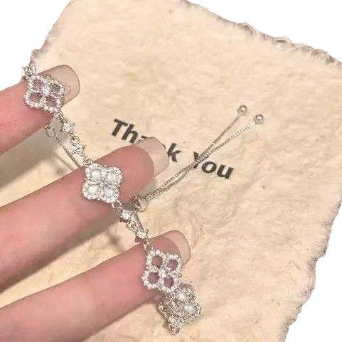 Spring Flower Oath Pink Small Flower Bracelet Micro-Inlaid Gold Sense Adjustable Niche Design Exquisite Bracelet for Women