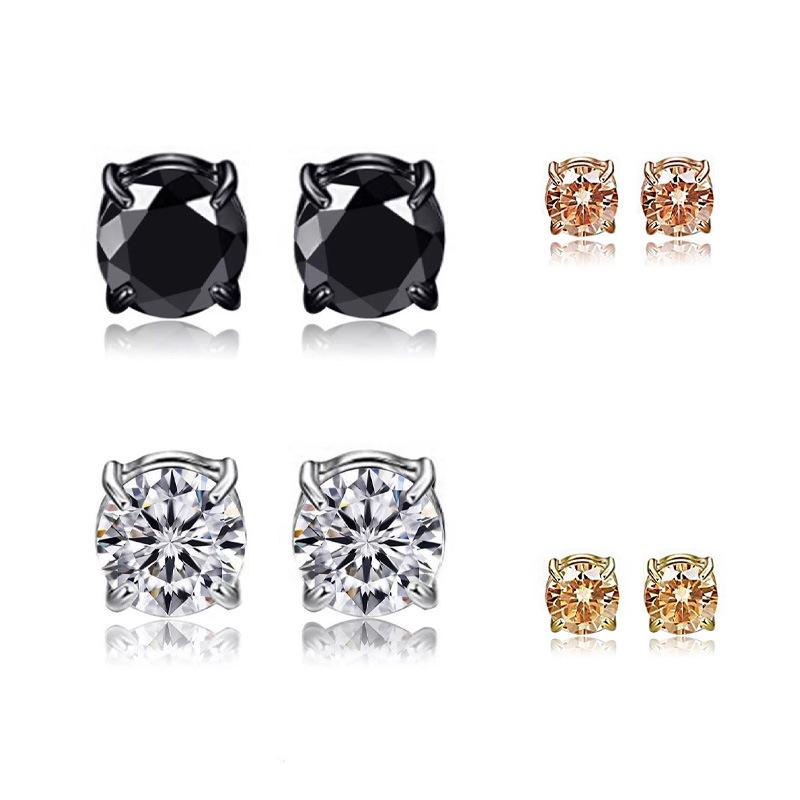 Amazon Same Style Non-Pierced Magnet Ear Clip Magnetic Suction Earrings Imitation Zircon Fake Earrings Unisex Fashion Ear Studs