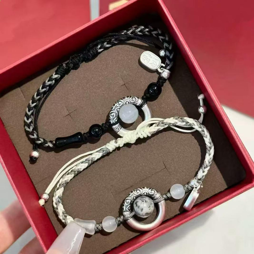 New Lucky Peace Buckle Couple Bracelet a Pair of High-Grade Qixi Gift for Couple Girlfriend Gift Accessories