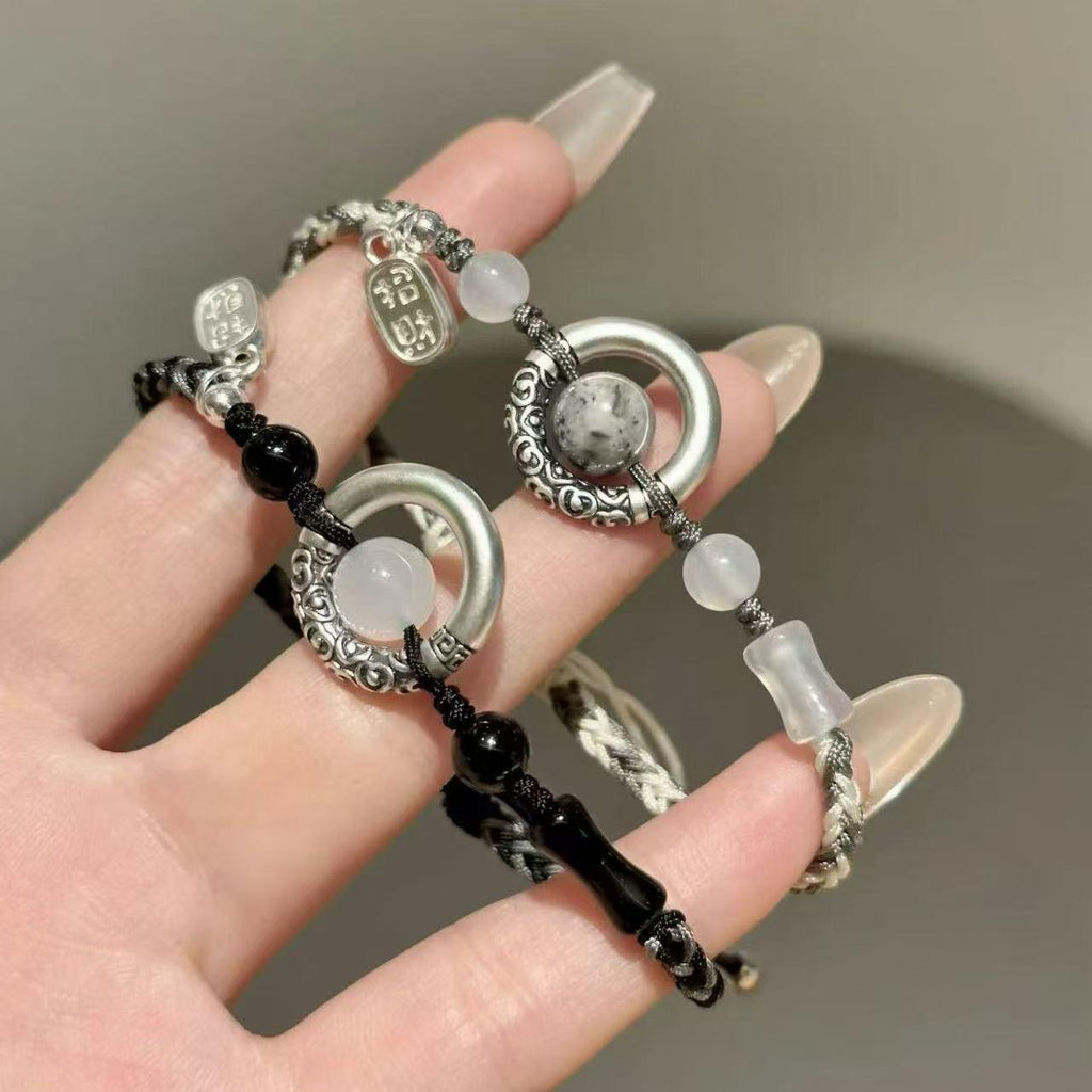 New Lucky Peace Buckle Couple Bracelet a Pair of High-Grade Qixi Gift for Couple Girlfriend Gift Accessories