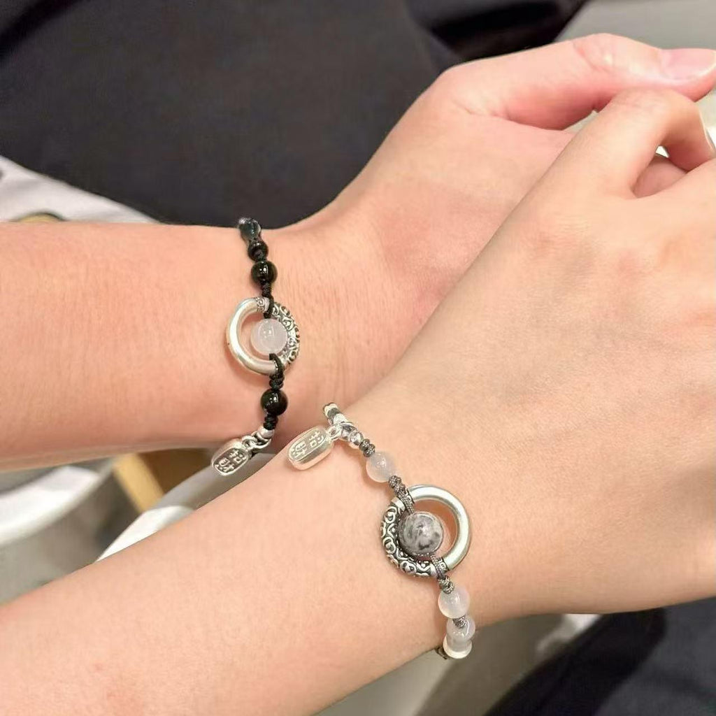New Lucky Peace Buckle Couple Bracelet a Pair of High-Grade Qixi Gift for Couple Girlfriend Gift Accessories