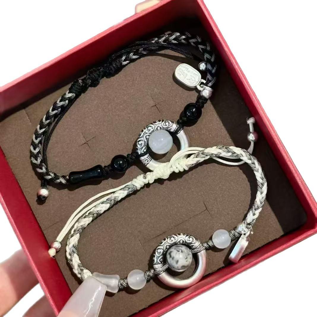 New Lucky Peace Buckle Couple Bracelet a Pair of High-Grade Qixi Gift for Couple Girlfriend Gift Accessories