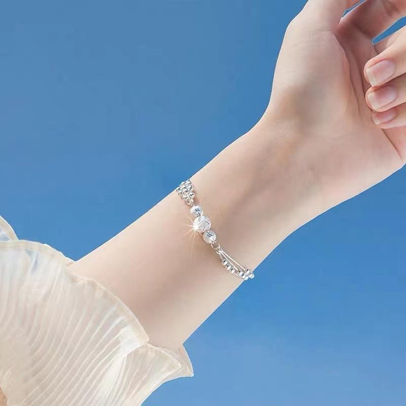 Sansheng Sanshi Bracelet Lucky Beads Bracelet 2023 New Gift for Girlfriend Multi-Layer Silver Bracelet Wholesale