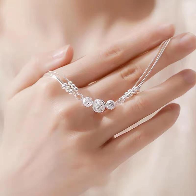 Sansheng Sanshi Bracelet Lucky Beads Bracelet 2023 New Gift for Girlfriend Multi-Layer Silver Bracelet Wholesale