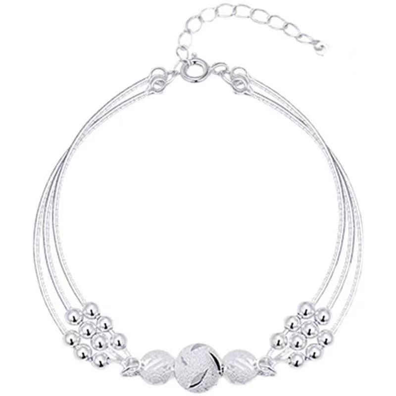 Sansheng Sanshi Bracelet Lucky Beads Bracelet 2023 New Gift for Girlfriend Multi-Layer Silver Bracelet Wholesale