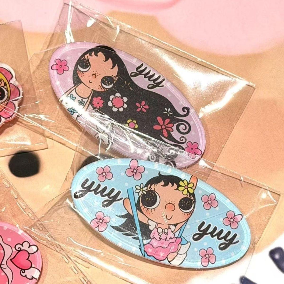Xiaoyu Yuyu Big Eye Girl Hairpin Girl's Heart Side Clip Ins Style Cartoon Bangs Clip Cute Popular Hair Accessories