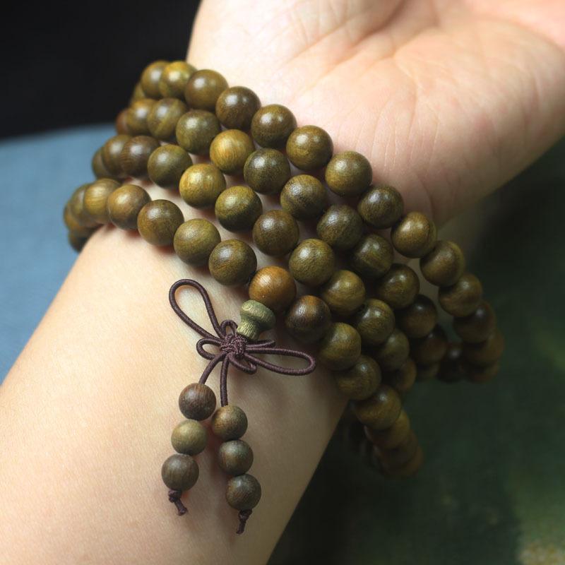 Argentina Green Sandalwood Submerged Old Material 8mm Bracelet Men's and Women's Sandalwood Beads Rosary Gift Wholesale