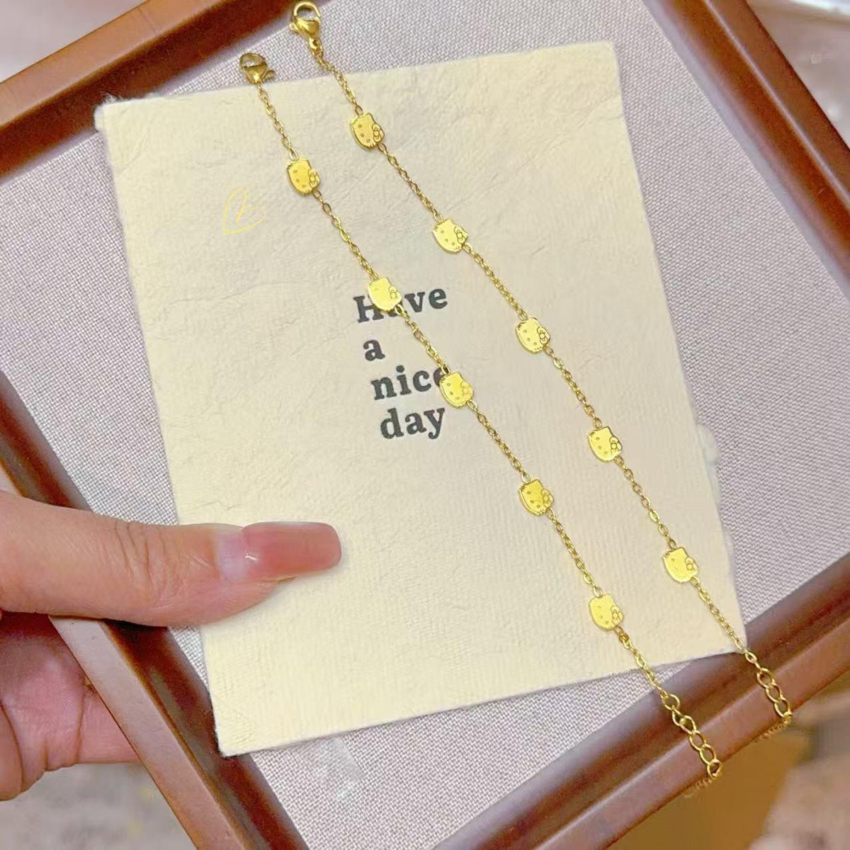 [Bath Can Be Brought without Fading] KT Cat Bracelet Light Luxury Temperament Bracelet High-Grade Fashion All-Match Titanium Steel Bracelet