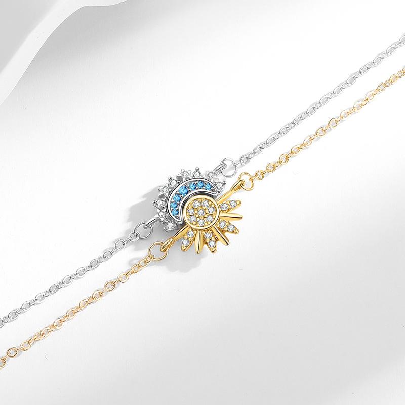 Hot Sale Popular Sun and Moon Inlaid Zirconium Bracelet Couple Fashion One Male and One Female Jewelry Sun and Moon Trendy Bracelet Wholesale