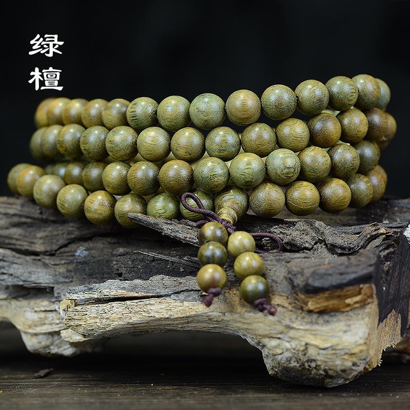 Authentic Argentina Green Sandalwood 108 Beads Rosary Sandalwood Wenwan Bracelet Wooden Beads Wholesale