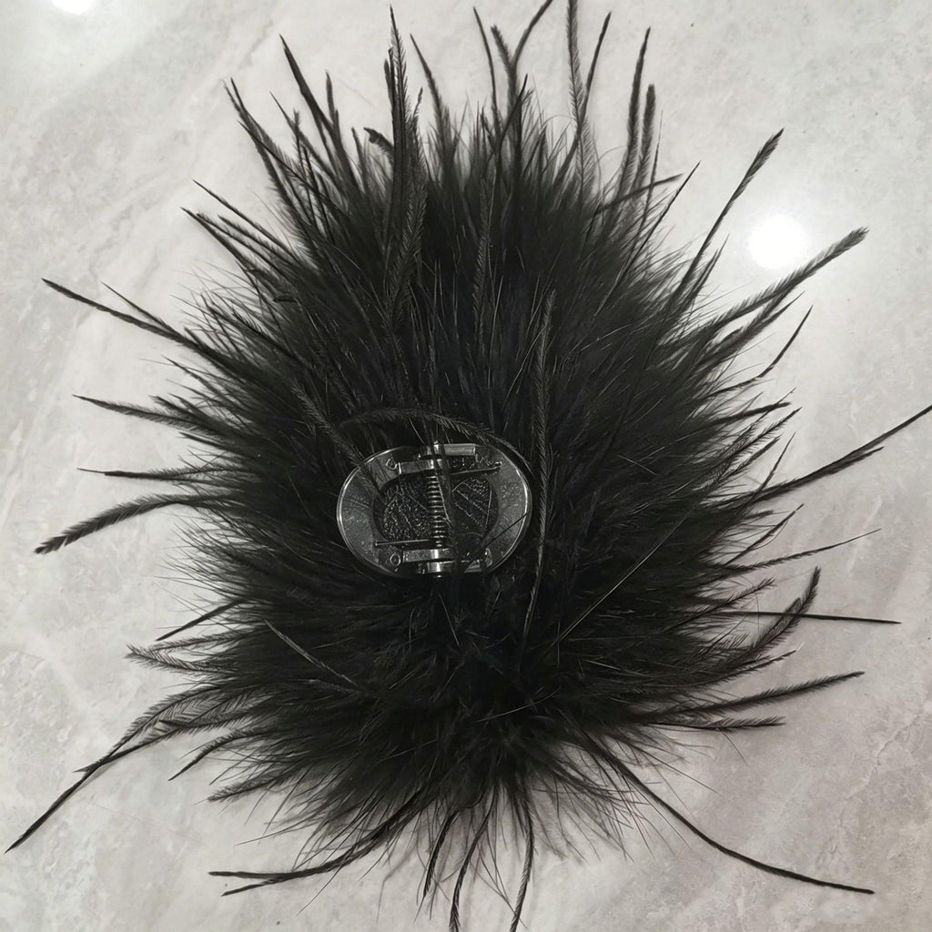 Super Long Encryption Ostrich Feather Grip Multi-Wool Oversized Shark Clip High-Grade Hair Accessories Fur Hairpin Large Amount of Hair
