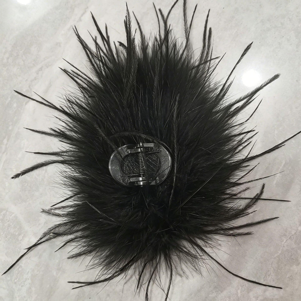 Super Long Encryption Ostrich Feather Grip Multi-Wool Oversized Shark Clip High-Grade Hair Accessories Fur Hairpin Large Amount of Hair