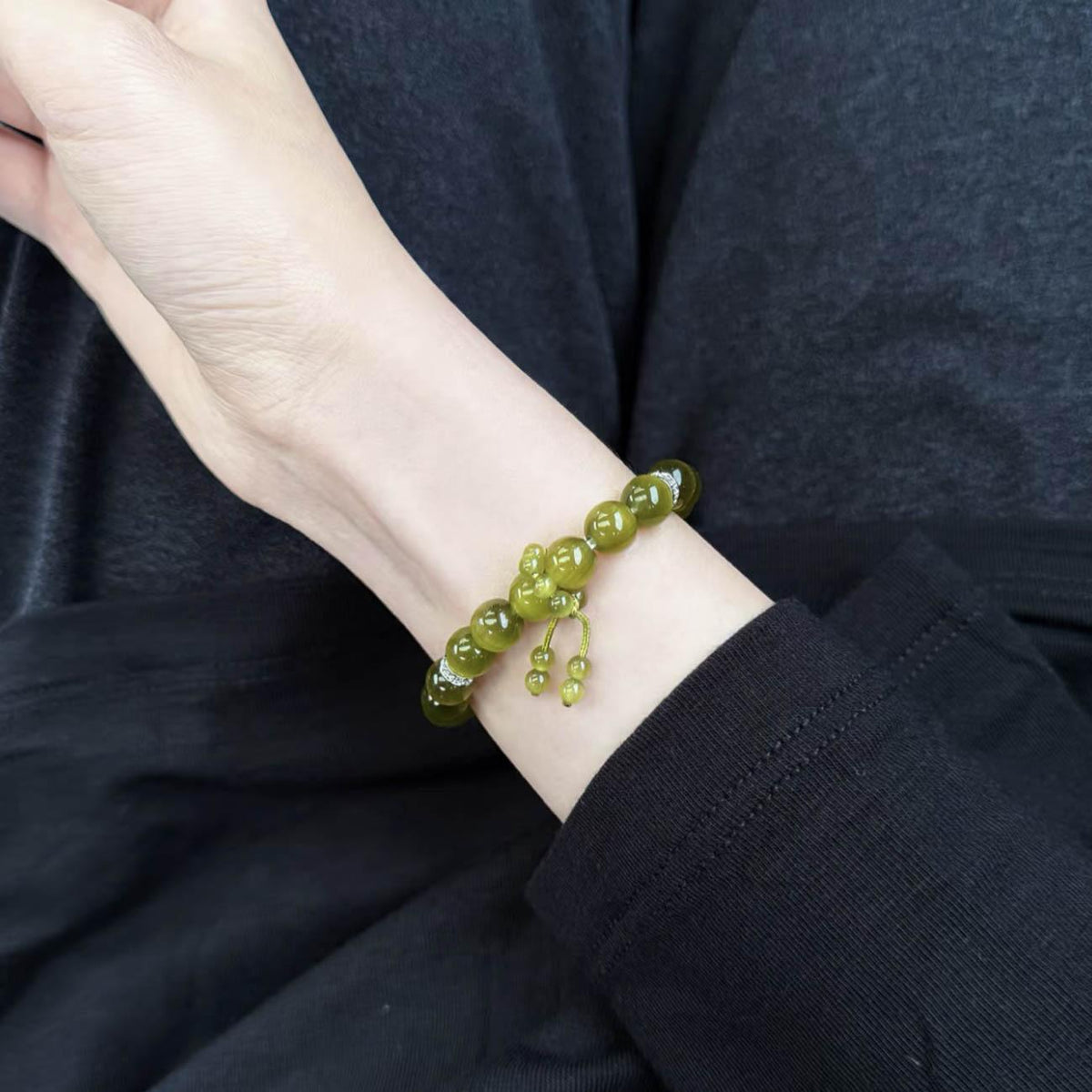 New Chinese Original Olive Green Bracelet White All-Match Opal First Bitter and Sweet DIY Handmade Gift Bracelet